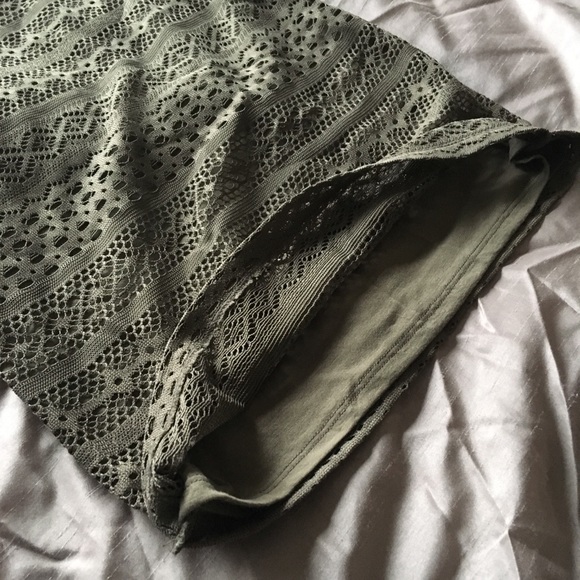 Net Olive Green Mini Tank Dress - Picture 3 of 4